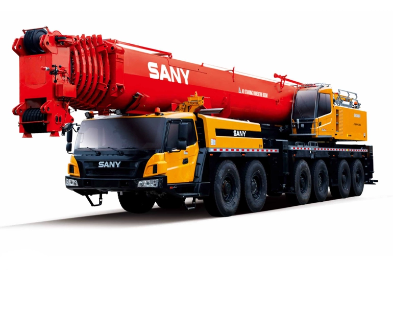SANY all terrain crane features in ride comfort, high lifting capacity, high gradeability and high efficiency with its multi axle drive, all wheel steering, multi steering mode, large ground clearance. The maximum lifting capacity ranges from 100t to 1200t.